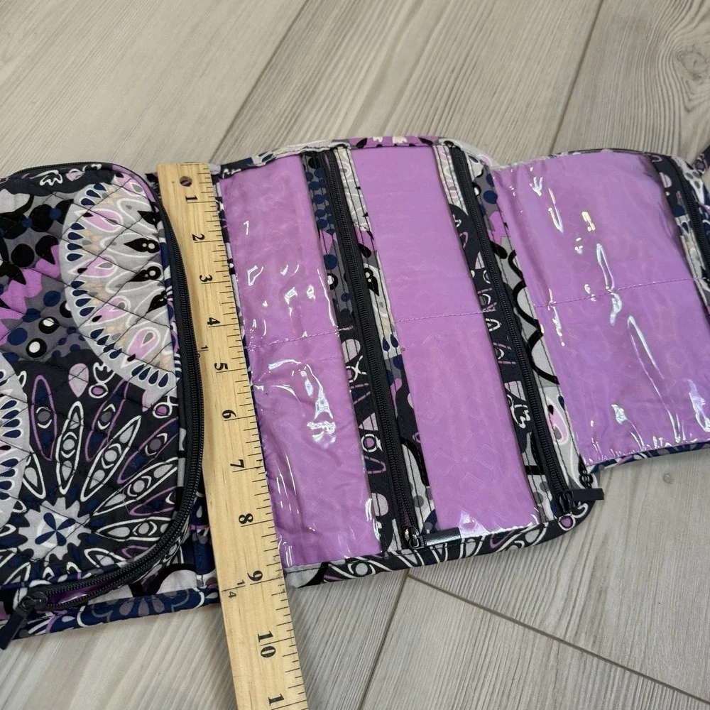 Vera Bradley Mimosa Medallion‎ Purple Blue Hanging Travel Cosmetic Bag